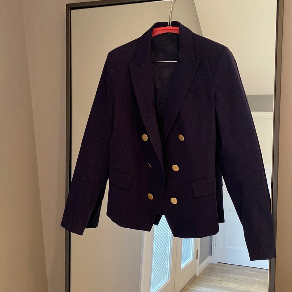 Theory navy blue jacket with brass buttons - Picture 2 of 5